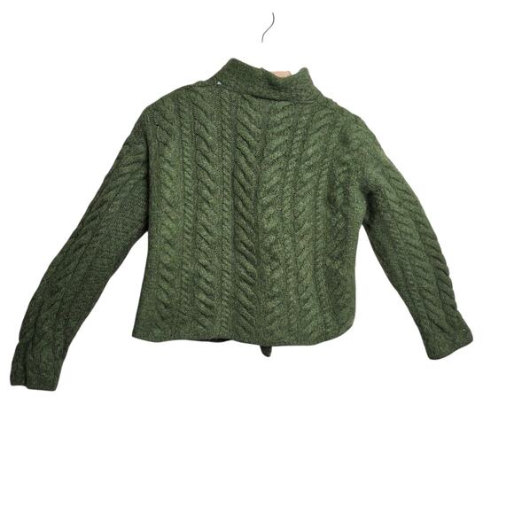 Carraig Donn Women 100% Merino Wool Green Cable Knit Sweater Ireland Heritage - Picture 9 of 12